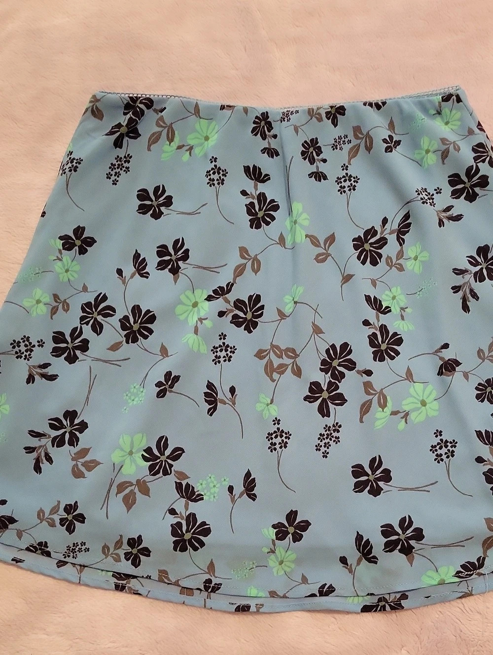 Floral Mini Skirt in Blue & Green Like New